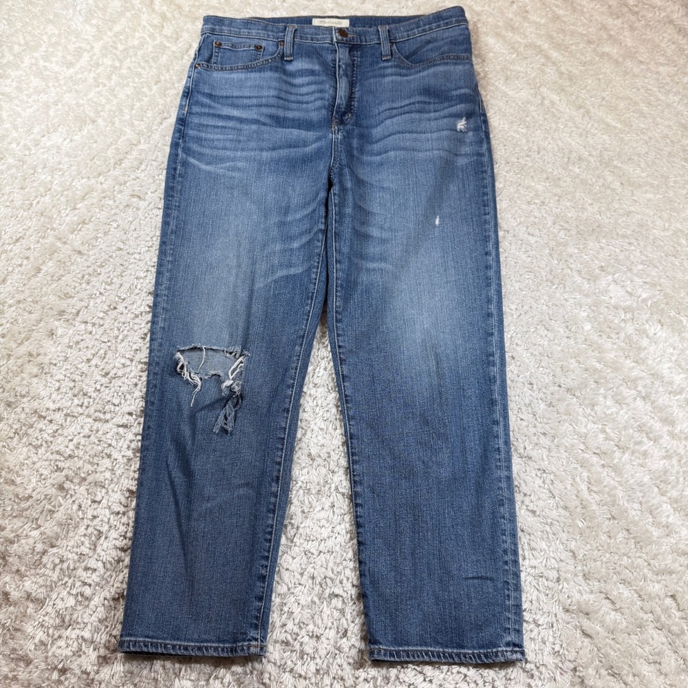 Madewell Classic Straight Leg Jeans Women's 31 Distressed Ripped Denim Every Day